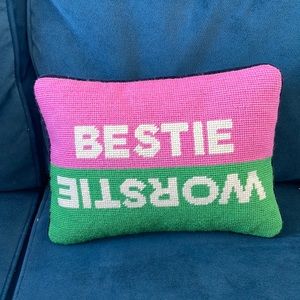 Jonathan Adler Bestie/Worstie Needlepoint Pillow